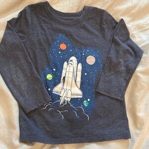 ⭐️ 5/$10! Cat & Jack Gray and Blue Long Sleeve Tee Space Design - 4T